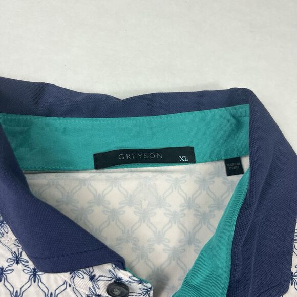 Greyson Mens Polo Shirt XL Geometric Diamond Print Performance Golf Casual Top - Picture 5 of 12